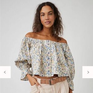 NWT Free People James Smock Top Floral Off-Shoulder Women's Top